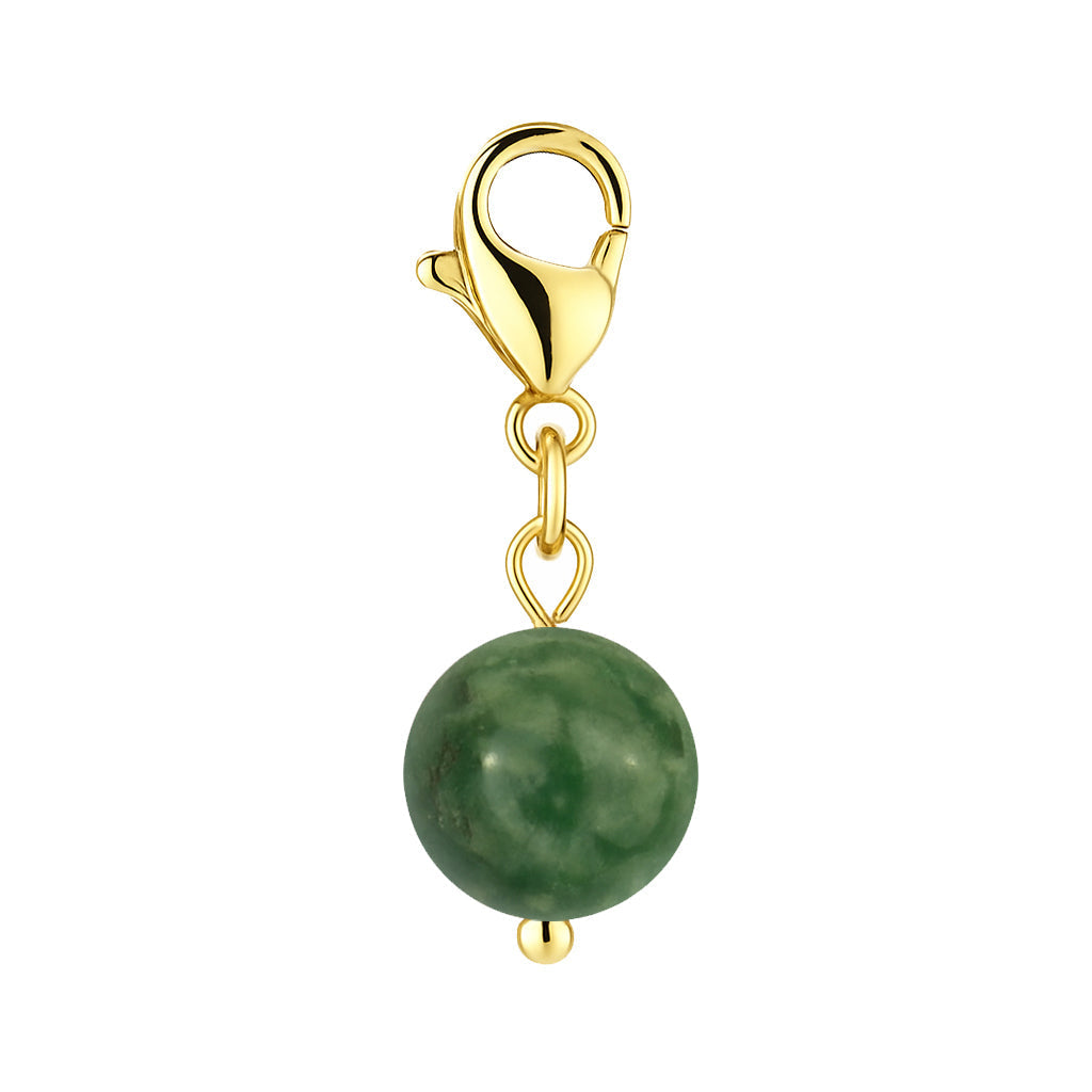 Gemstone Gold Charm - African Jade 8mm
