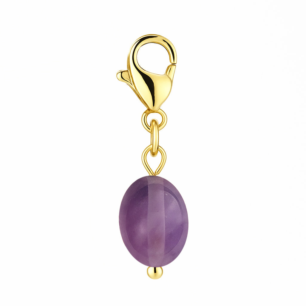 Gemstone Gold Charm - Amethyst Pebble