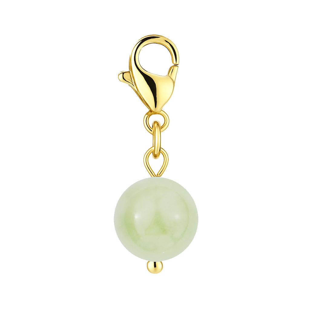 Gemstone Gold Charm - Burmese Jade 8mm