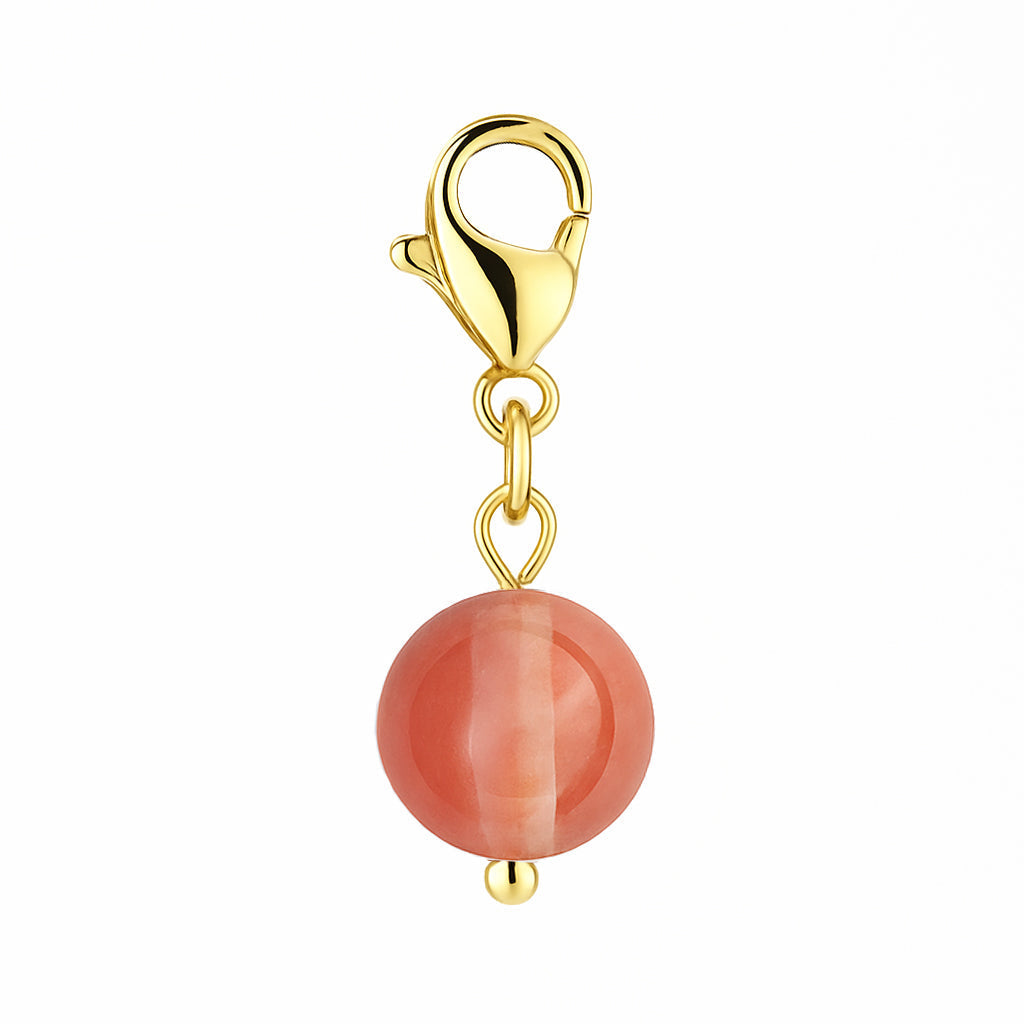 Gemstone Gold Charm - Cherry Quartz 8mm