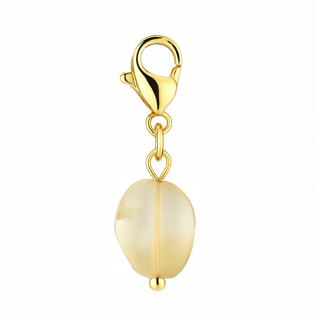 Gemstone Gold Charm - Citrine Pebble
