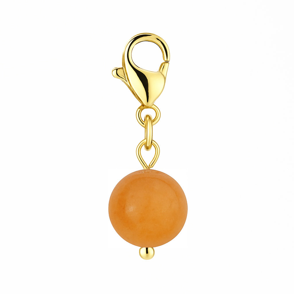 Gemstone Gold Charm - Orange Carnelian 8mm