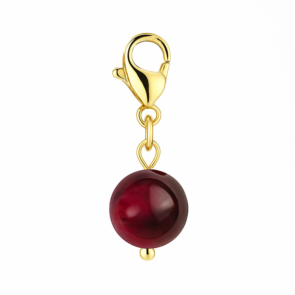 Gemstone Gold Charm - Pink Tiger Eye 8mm