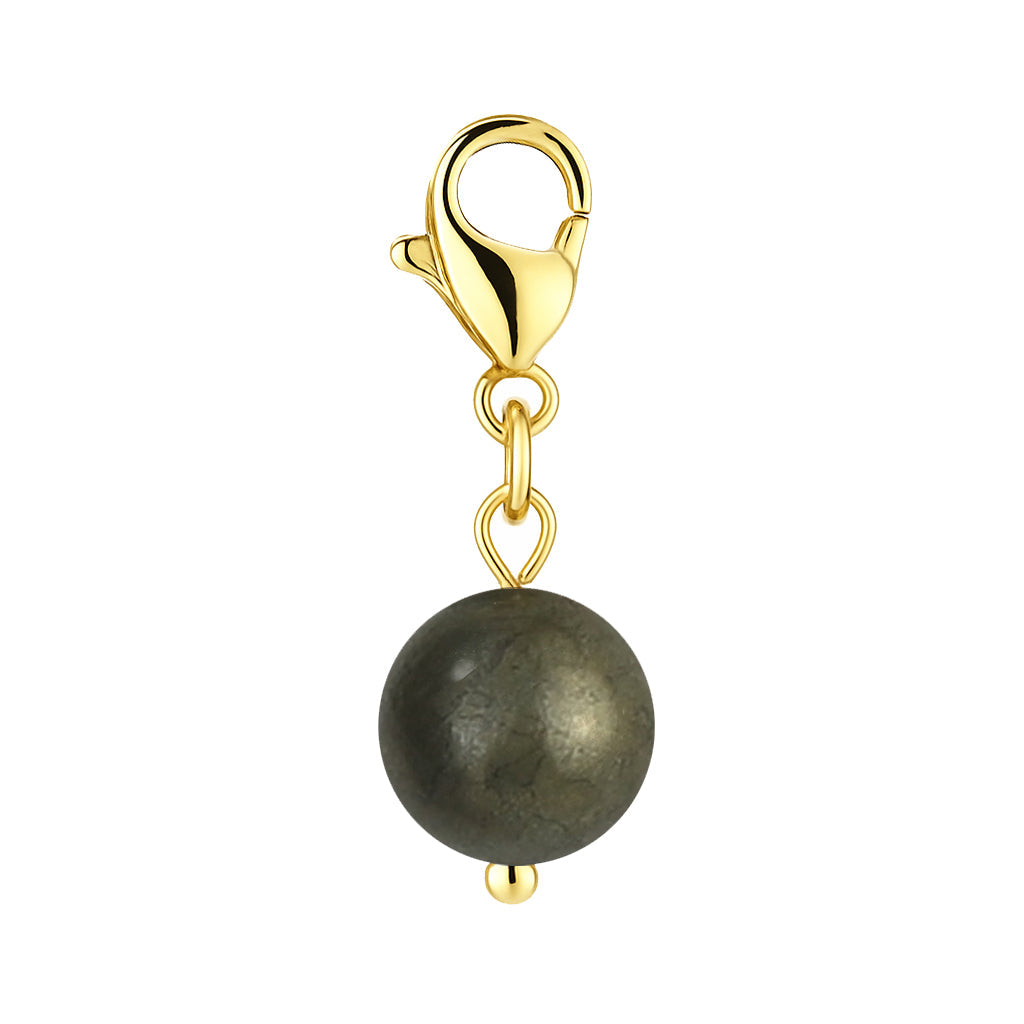 Gemstone Gold Charm - Pyrite 8mm