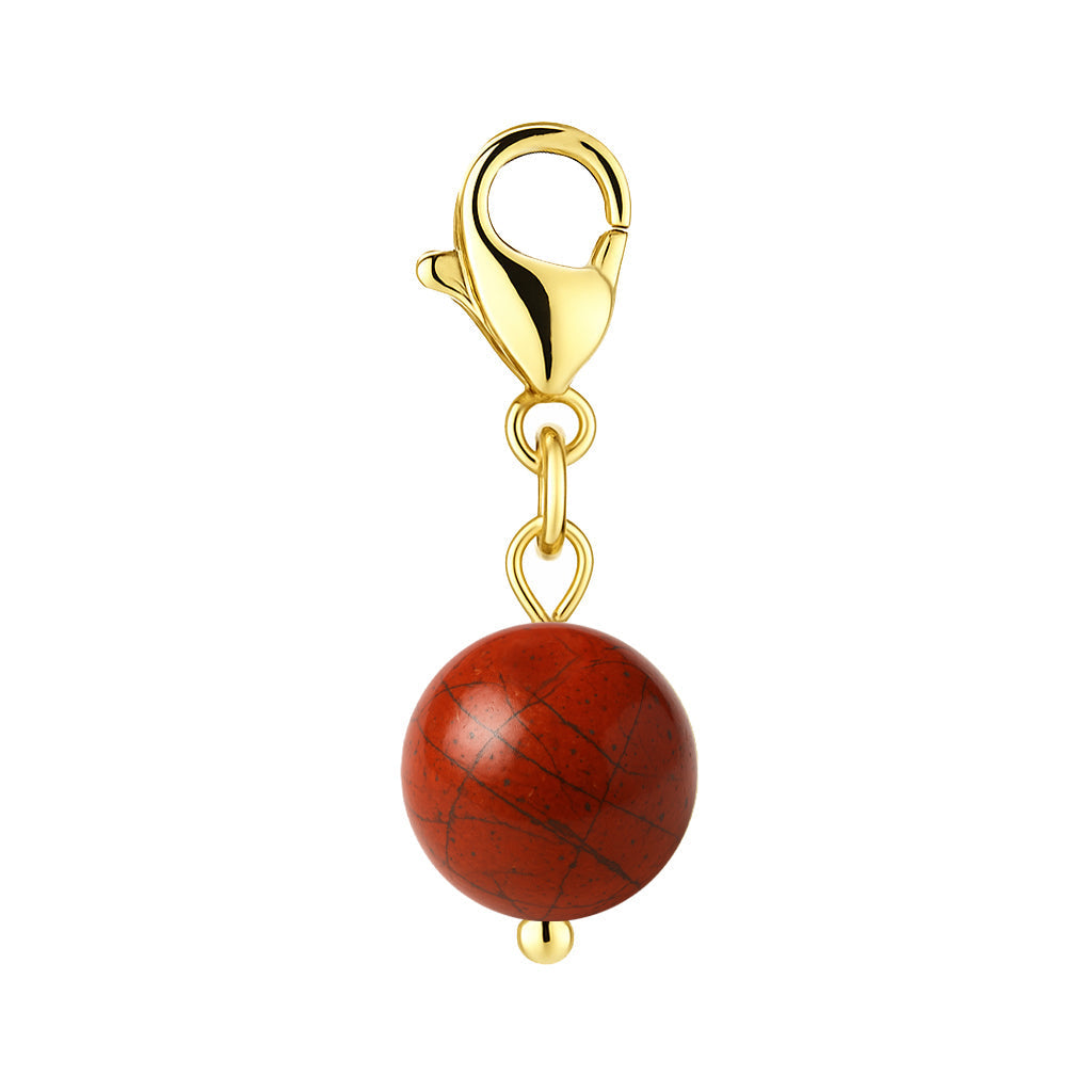 Gemstone Gold Charm - Red Jasper 8mm