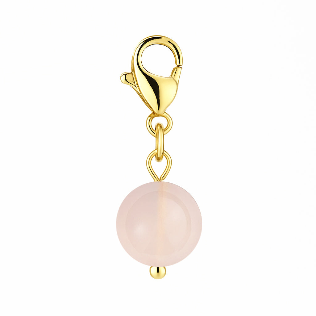 Gemstone Gold Charm - Rose Quartz 8mm