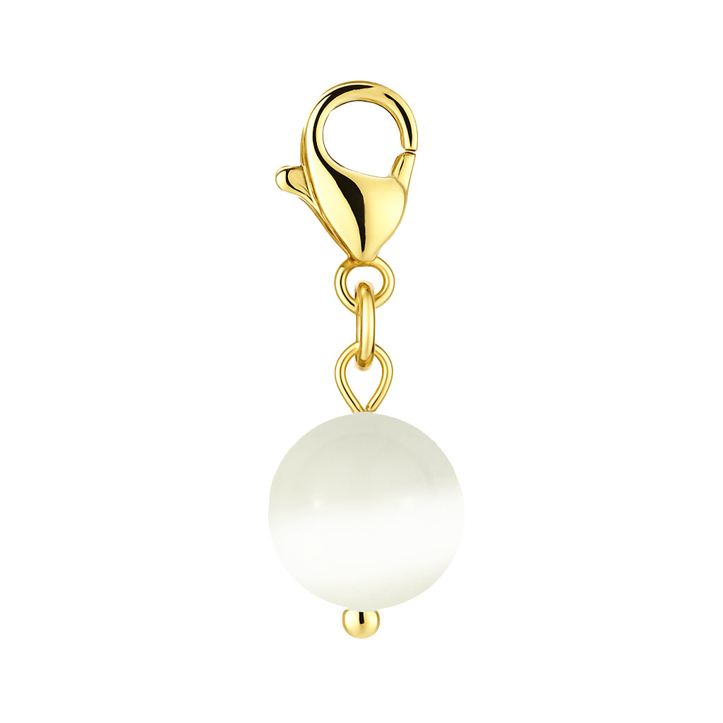 Gemstone Gold Charm - Selenite 8mm