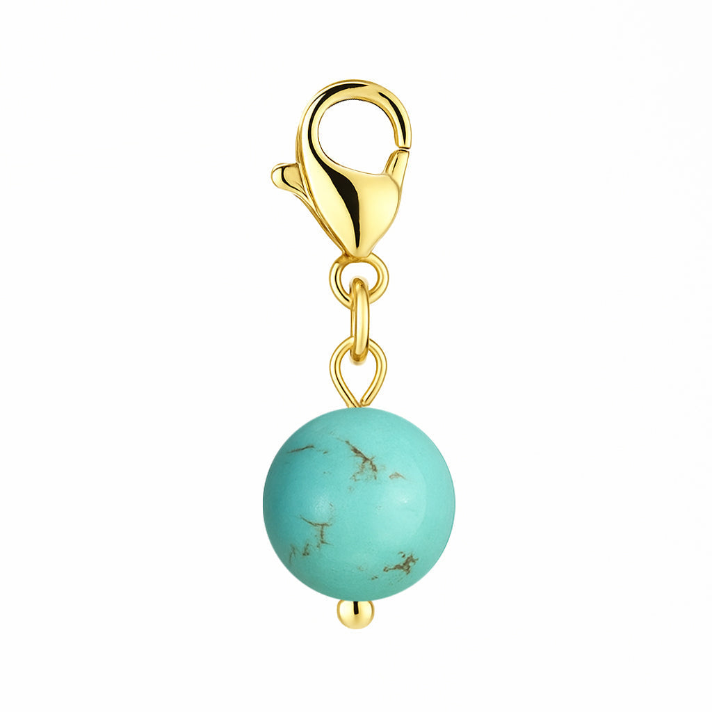 Gemstone Gold Charm - Turquoise Magnesite 8mm