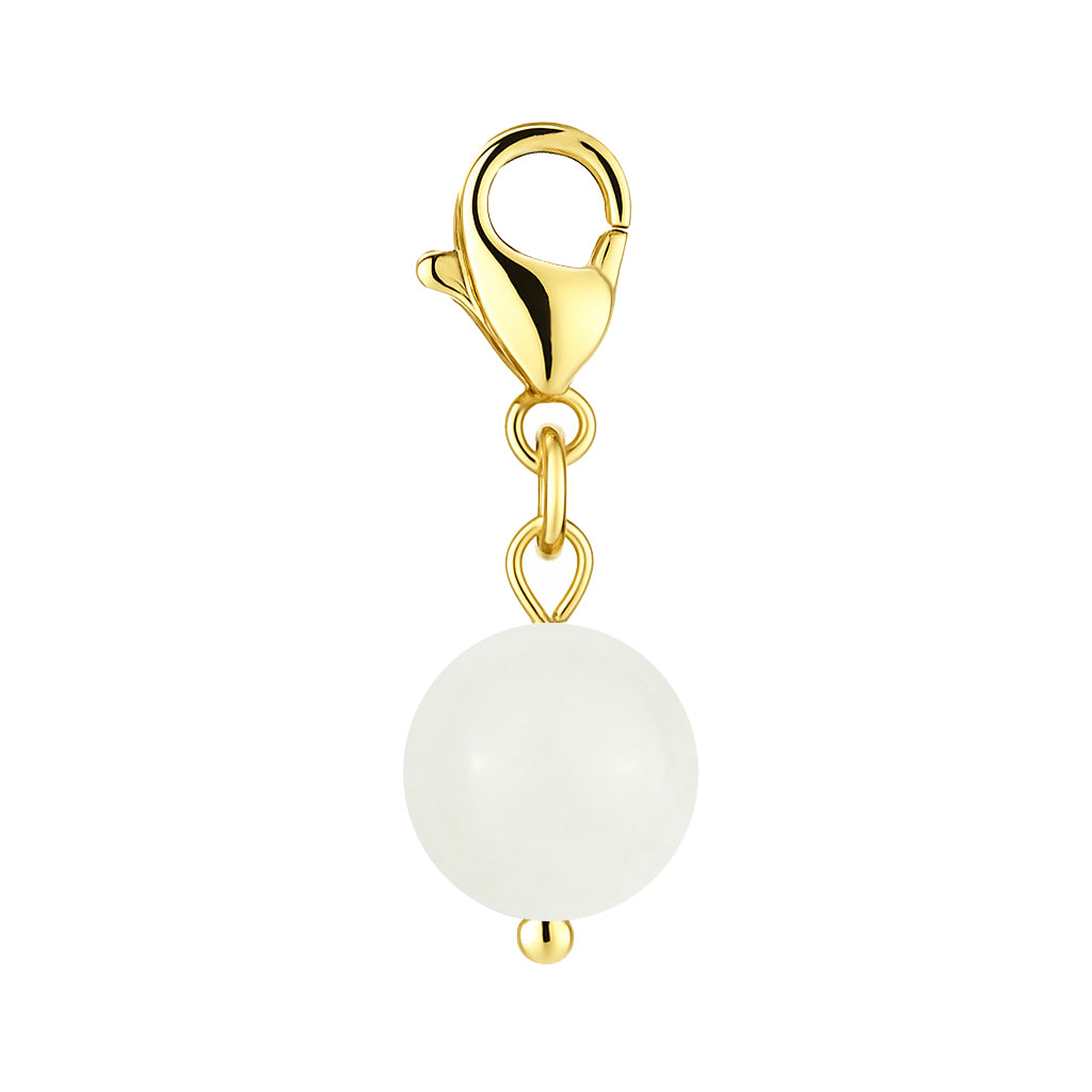 Gemstone Gold Charm - White Calcite 8mm