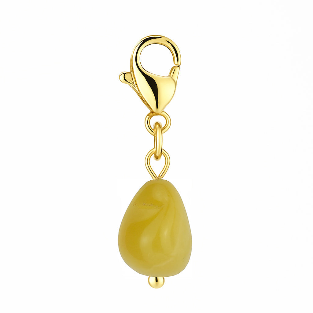 Gemstone Gold Charm - Yellow Opal Pebble