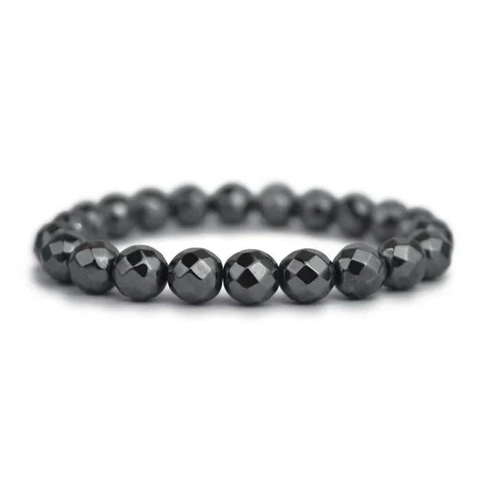 Faceted Black Hematite 8mm Bracelet